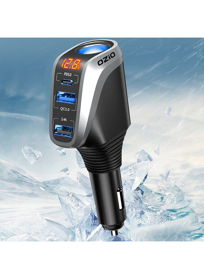 OZIO - OZiO Car Charge Adapter Multifunctional Quick Charge Device with Voltage Display for 12-24V Car Truck SUV RV - Image 1