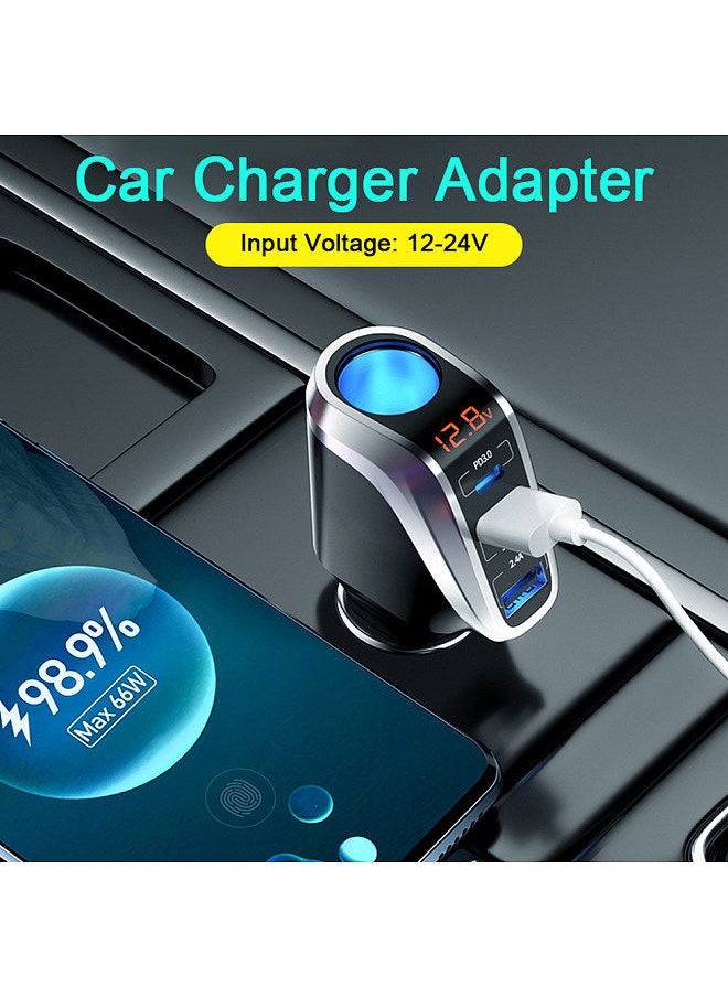 OZIO - OZiO Car Charge Adapter Multifunctional Quick Charge Device with Voltage Display for 12-24V Car Truck SUV RV - Image 1