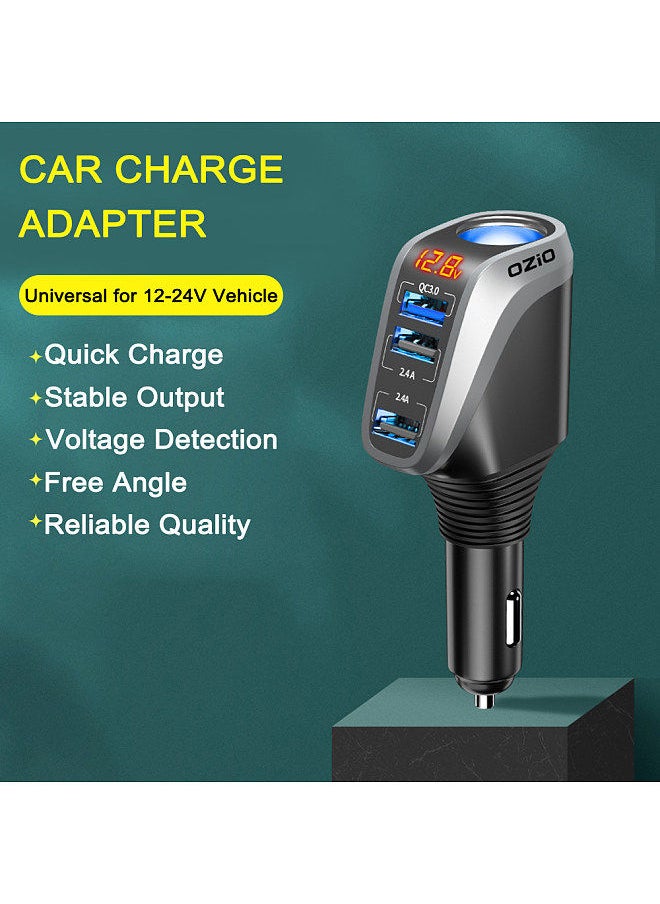 OZIO - OZiO Car Charge Adapter Multifunctional Quick Charge Device with Voltage Display for 12-24V Car Truck SUV RV - Image 1