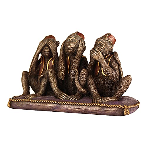 Kartique Resin Statue of Three Monkey for Home Decor Showpiece in Bronze Color Height 3 Inch - Image 2