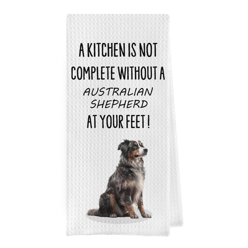 Geqtt Australian Shepherd Dish Towels - Funny Waffle Weave Kitchen Hand Tea Towels (1624 Inches) - Image 1