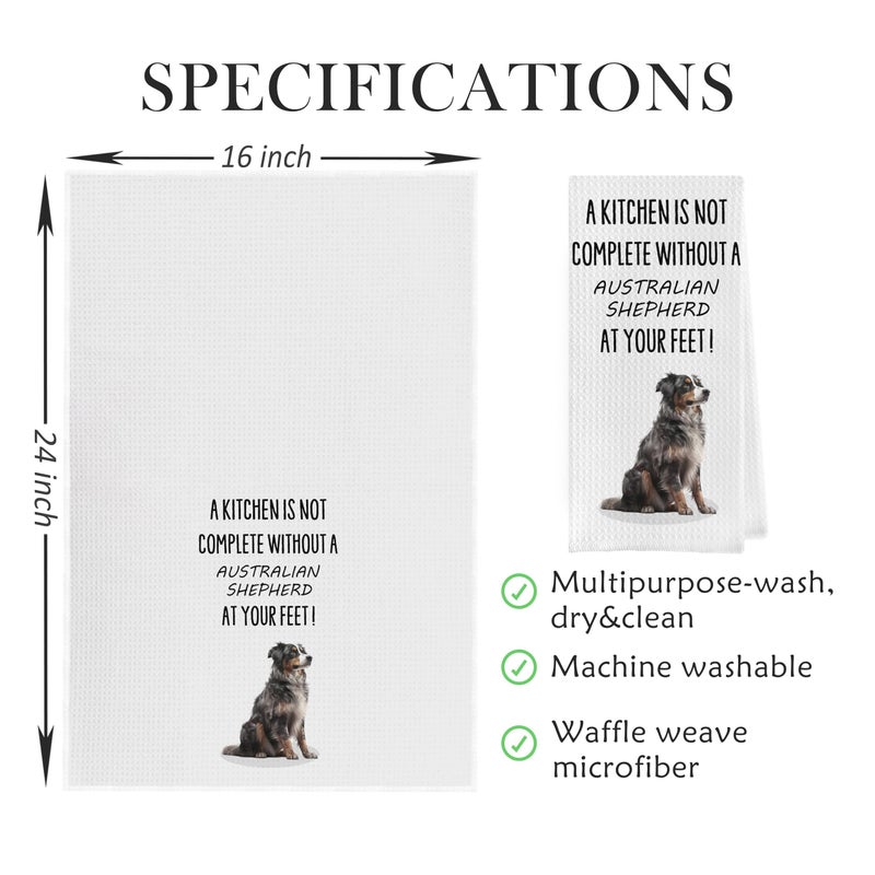 Geqtt Australian Shepherd Dish Towels - Funny Waffle Weave Kitchen Hand Tea Towels (1624 Inches) - Image 5