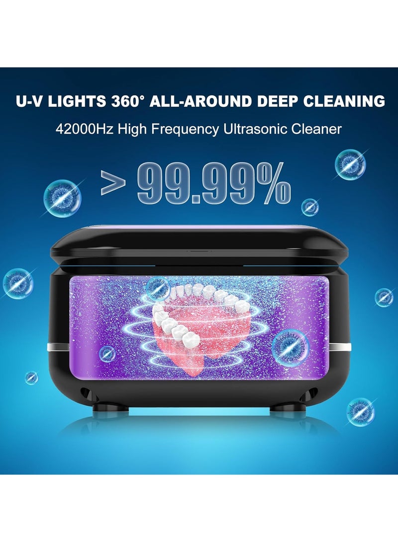 Ultrasonic Retainer Cleaner Machine for Denture Portable Dental Cleaning Pod for Aligner Mouth Guard Braces Sonic Denture Cleaner for All Dental Appliances 180ML/42kHz Ultrasonic Jewelry Cleaner - Image 2
