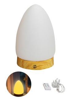 Perfii Desk Lamp with Wood Base, Mini Light Theraphy Lamp, Night light Remote Controlled USB Table Lamp for Room, Bedside Lamp or Home Decor  - Image 1