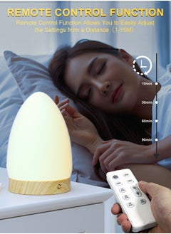 Perfii Desk Lamp with Wood Base, Mini Light Theraphy Lamp, Night light Remote Controlled USB Table Lamp for Room, Bedside Lamp or Home Decor  - Image 2