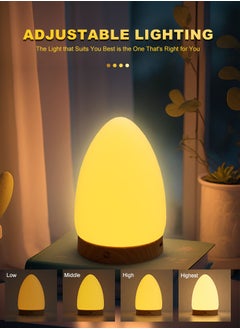 Perfii Desk Lamp with Wood Base, Mini Light Theraphy Lamp, Night light Remote Controlled USB Table Lamp for Room, Bedside Lamp or Home Decor  - Image 3