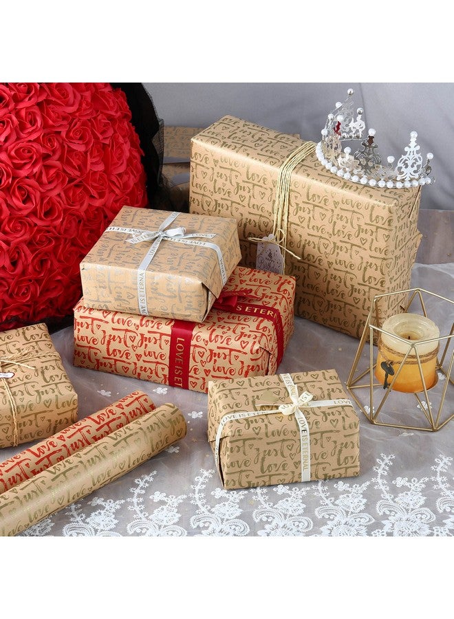 Larcenciel Gift Wrapping Paper 6 Sheets Metallic Love Heart Wrapping Paper For Valentine'S Day Vintage Kraft Wrapping Paper Set Gift Wraps For Birthdays Weddings Baby Shower Mothers Day3 Colors - Image 3