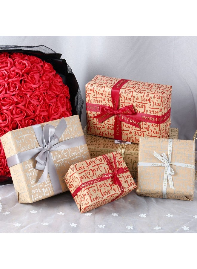 Larcenciel Gift Wrapping Paper 6 Sheets Metallic Love Heart Wrapping Paper For Valentine'S Day Vintage Kraft Wrapping Paper Set Gift Wraps For Birthdays Weddings Baby Shower Mothers Day3 Colors - Image 4