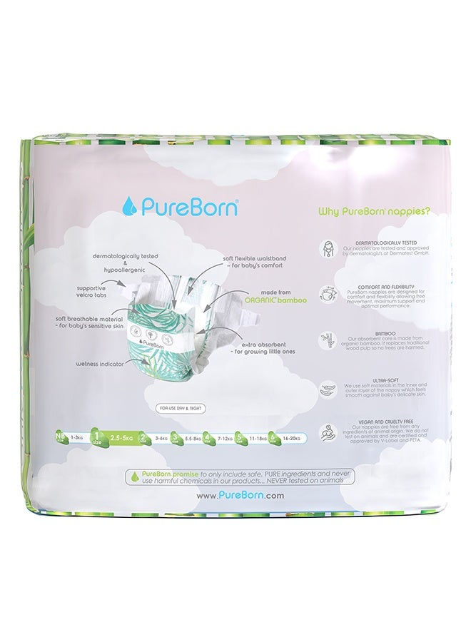 PureBorn حفاضات عضوية من الخيزران حجم 1 حتى 5 كجم 136 قطعة - Image 3