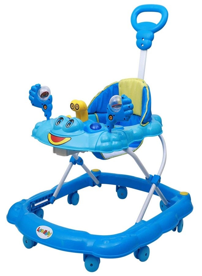 Maanit Ultra Soft Seat Baby Activity Walker with Parental Control Handle, Adjustable Height and Musical Tray and Toys (6 Months to 3 Years) (Blue) - Image 1