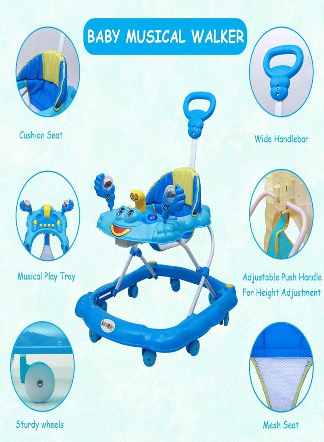 Maanit Ultra Soft Seat Baby Activity Walker with Parental Control Handle, Adjustable Height and Musical Tray and Toys (6 Months to 3 Years) (Blue) - Image 2