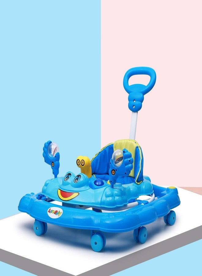 Maanit Ultra Soft Seat Baby Activity Walker with Parental Control Handle, Adjustable Height and Musical Tray and Toys (6 Months to 3 Years) (Blue) - Image 4
