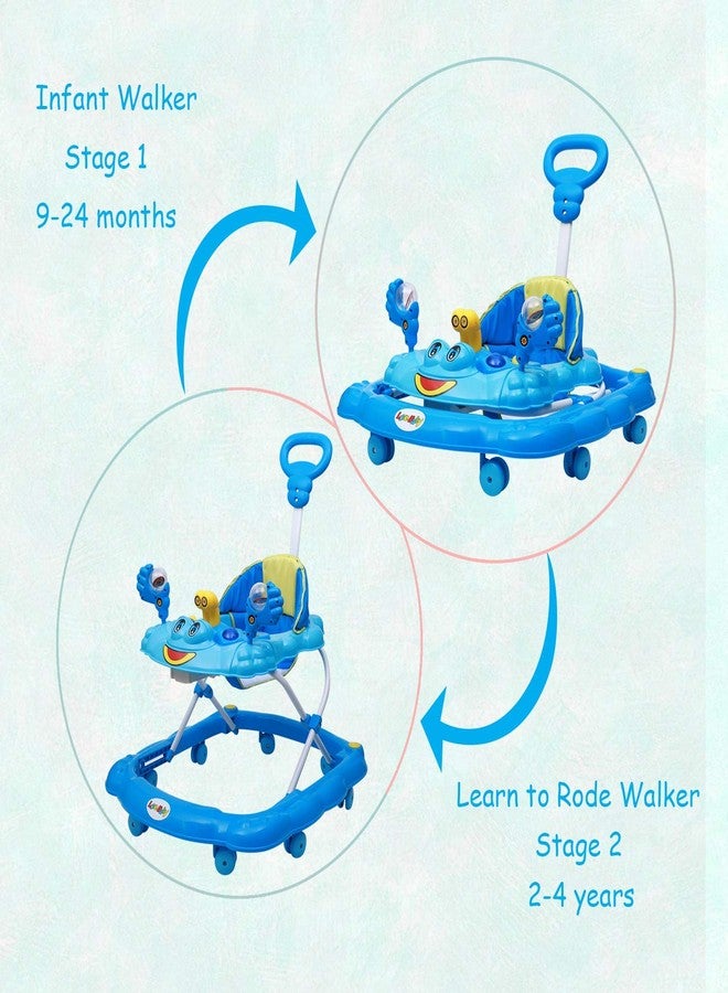 Maanit Ultra Soft Seat Baby Activity Walker with Parental Control Handle, Adjustable Height and Musical Tray and Toys (6 Months to 3 Years) (Blue) - Image 3
