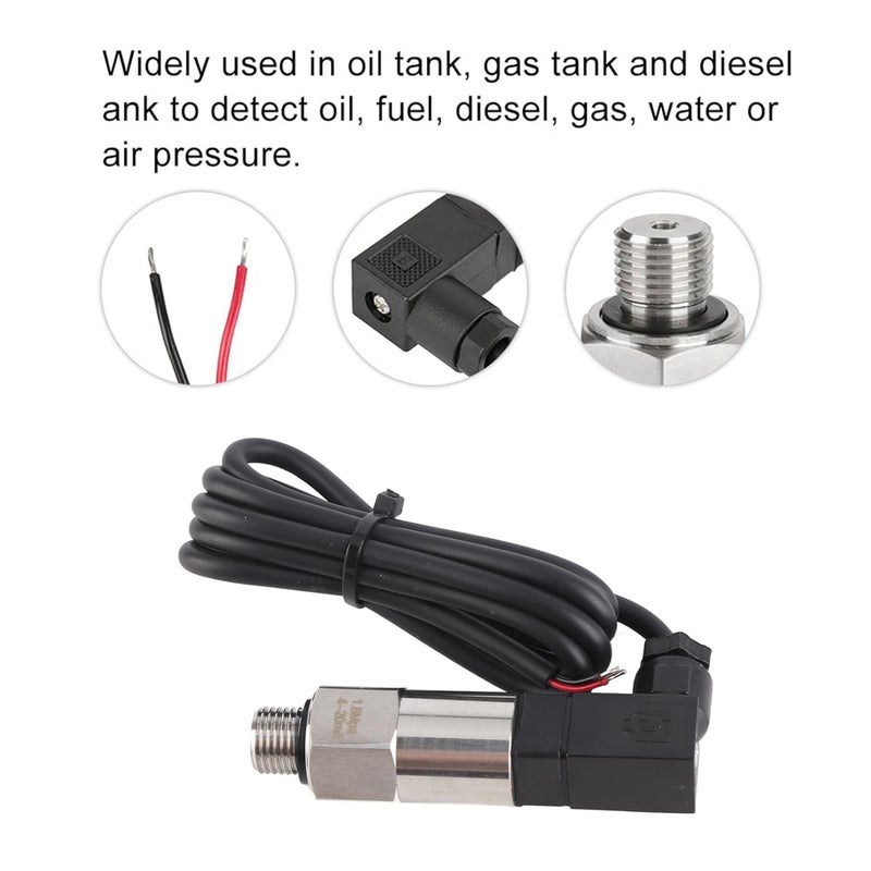 محول ضغط Psi، خرج 4-20 مللي أمبير، وصلة G1/4 بوصة، مرسل ضغط السيليكون ومحول، مستشعر محول ضغط الماء للماء والغاز والزيت، 0-1.6 ميجا باسكال (0-1.6 ميجا باسكال) - Image 4