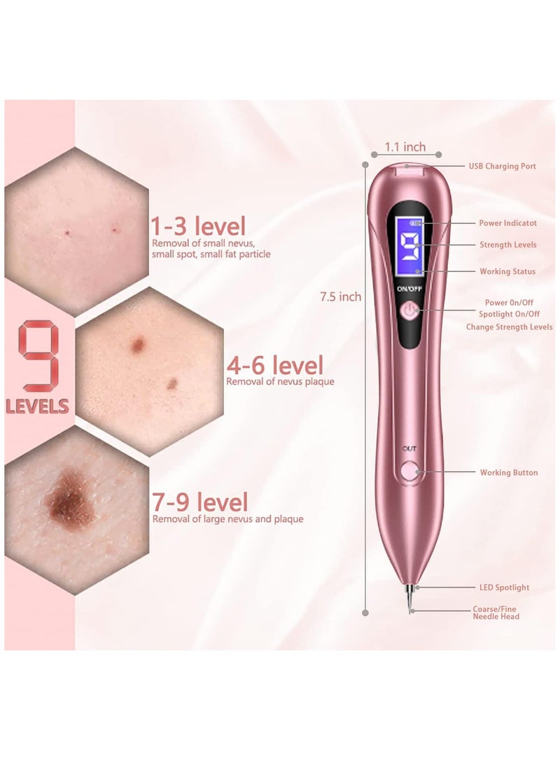 Mole Remover Pen Skin Tag Remover with 9 Strength Levels Portable Rechargeable Skin Tag Removal Pen for Wart Freckle Nevus Dark Spot and Small Tattoo Rose gold) - Image 2