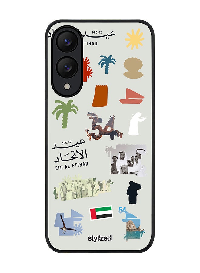 Stylizedd Cover for Samsung Galaxy S25 Edge Case, Rugged Black Slim fit Soft Flexible Anti Drop TPU Gel Thin Protective Phone Cases- Eid Al Etihad 54th UAE National Day, Light Grey - Image 1