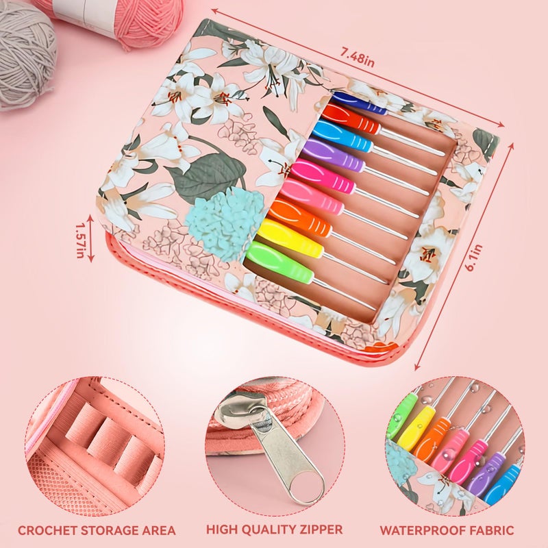 Dasonwin 60-Piece Ergonomic Crochet Hooks Set with Travel Case - Aluminum Crochet Needles Kit for Beginners & Experts, Arthritis-Friendly Design, Includes Stitch Markers & Accessories (Pink) - Image 5