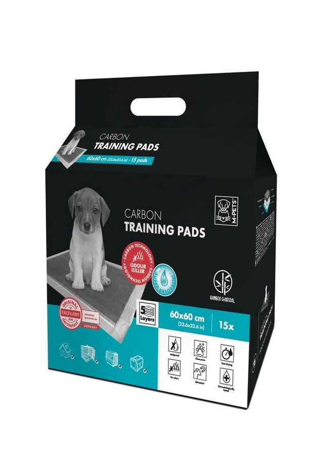 وسادات تدريب M-PETS الكربونية، أكثر سمكًا مع امتصاص 2X، تقضي على الروائح بتقنية الكربون، مقاومة للتسرب، تجف بسرعة لتدريب الحمام، مناسبة للجرو، الكلاب الكبيرة - 60x60 سم (عبوة من 15)