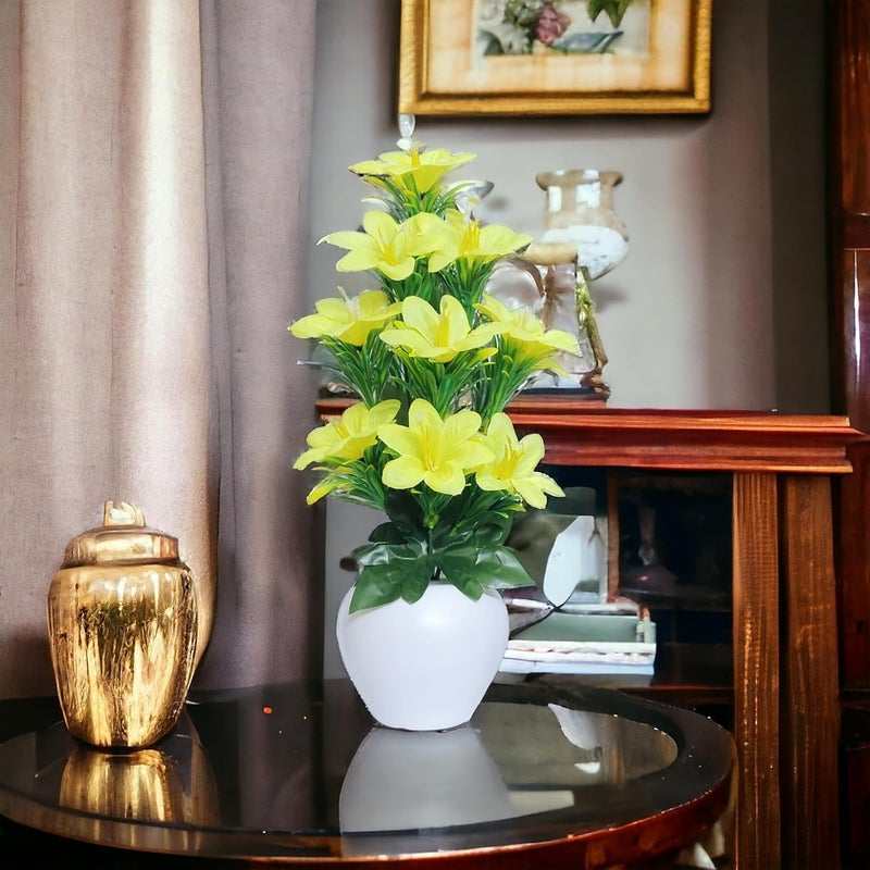 Flora Planet Artificial Plants for Home Decor Showcase decoation Plants Flowers with Pot Fake Plant Decorative Items for Home Decor Plants for Bathroom Office Farmhouse (Yellow) - Image 2