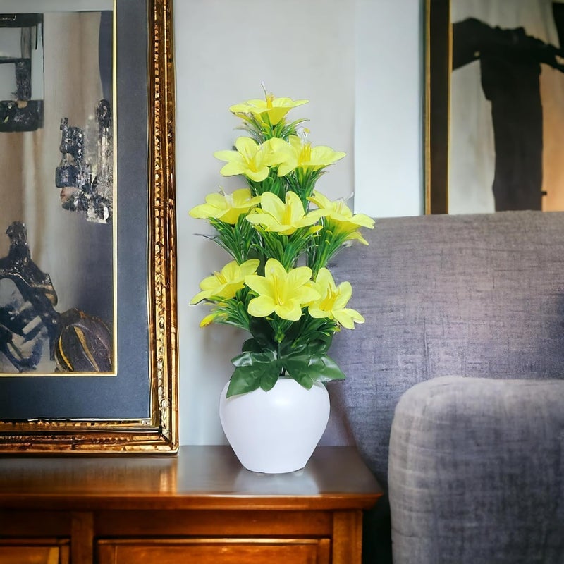 Flora Planet Artificial Plants for Home Decor Showcase decoation Plants Flowers with Pot Fake Plant Decorative Items for Home Decor Plants for Bathroom Office Farmhouse (Yellow) - Image 5