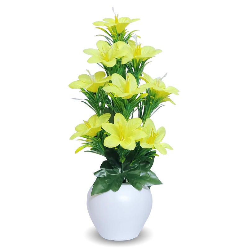 Flora Planet Artificial Plants for Home Decor Showcase decoation Plants Flowers with Pot Fake Plant Decorative Items for Home Decor Plants for Bathroom Office Farmhouse (Yellow) - Image 1