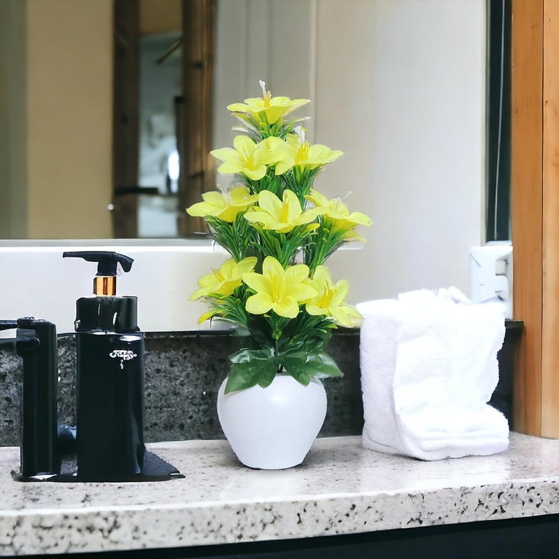 Flora Planet Artificial Plants for Home Decor Showcase decoation Plants Flowers with Pot Fake Plant Decorative Items for Home Decor Plants for Bathroom Office Farmhouse (Yellow) - Image 3