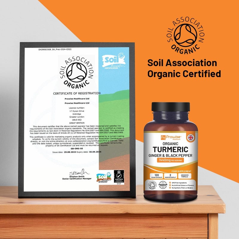 ph_prowise_healthcare Organic Turmeric Capsules High Strength 1440mg 120 Capsules with Black Pepper Ginger Active Ingredient Curcumin 2 Month Supply Made in UK by Prowise Healthcare - Image 4