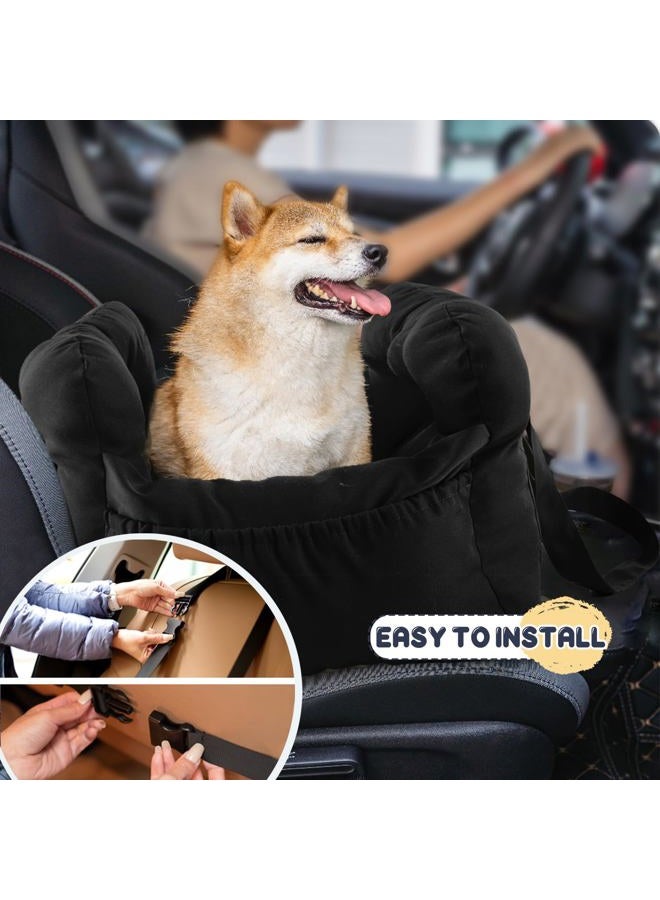 PETNEX Dog Car Seat for Small Dogs, Portable Puppy Car Seat of Easy Installation, Fashionable Pet Carrier Bag with Large Pockets, Machine Washable Dog Booster Seat (Black) - Image 4