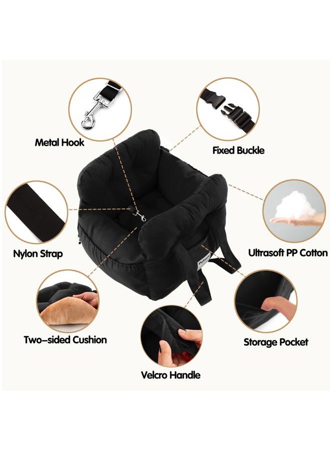 PETNEX Dog Car Seat for Small Dogs, Portable Puppy Car Seat of Easy Installation, Fashionable Pet Carrier Bag with Large Pockets, Machine Washable Dog Booster Seat (Black) - Image 5