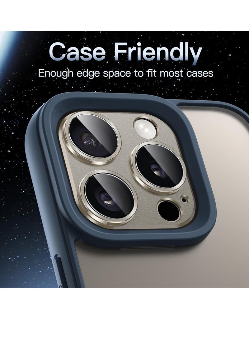 Camera Lens Protector for iPhone 15 Pro 6.1-Inch and iPhone 15 Pro Max 6.7-Inch, Full Coverage 9H Tempered Glass Ring Cover, Matte Metal Plate, Case Friendly, 1-Pack (Natural Titanium) - Image 5