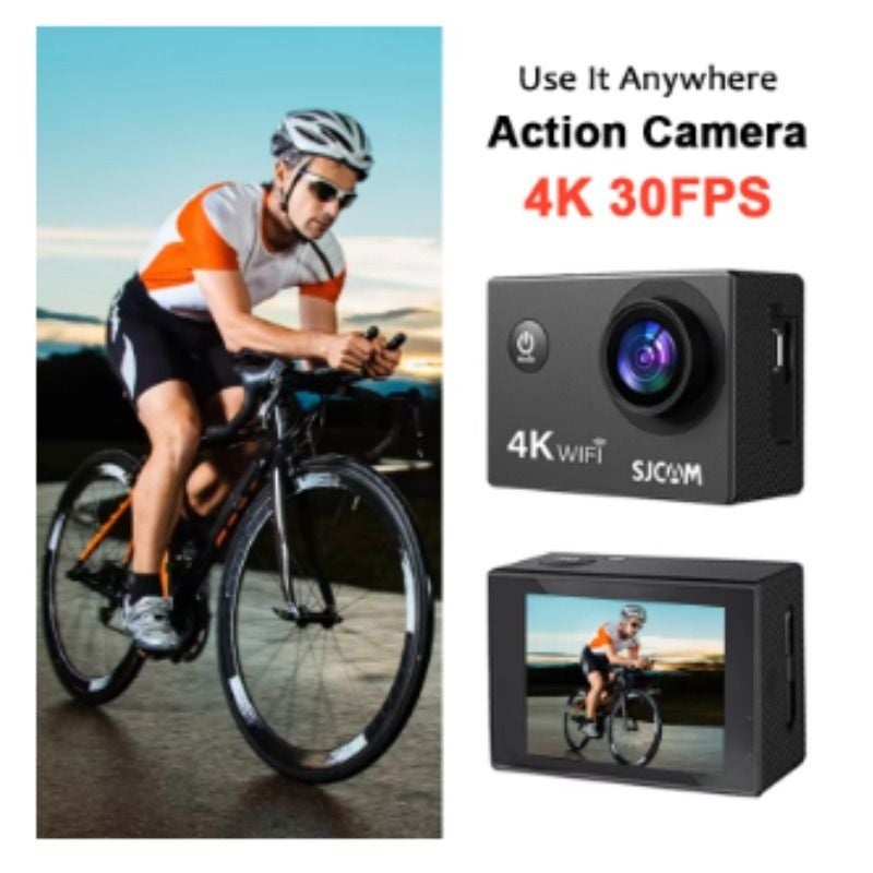 Sjcam Sj4000 Air Action Camera, 4K 30fps 1080p 30m Waterproof 16mp 2.4g WiFi Bike Sports Cam, Silver - Image 4