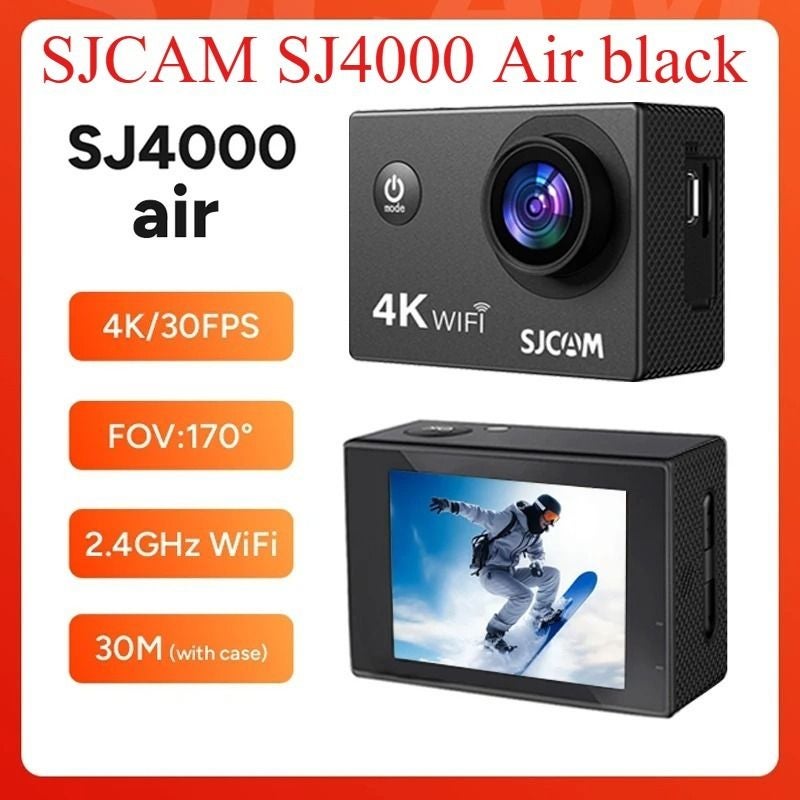 Sjcam Sj4000 Air Action Camera, 4K 30fps 1080p 30m Waterproof 16mp 2.4g WiFi Bike Sports Cam, Silver - Image 3