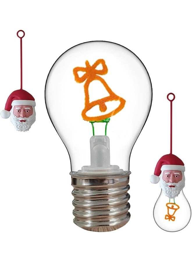 CCOVERY Potable Battery Powered Rechargeable Cordless LED Bell-Shaped Vintage Light Bulb Dimmable 1W with Removable Silicone Santa Claus - Image 1