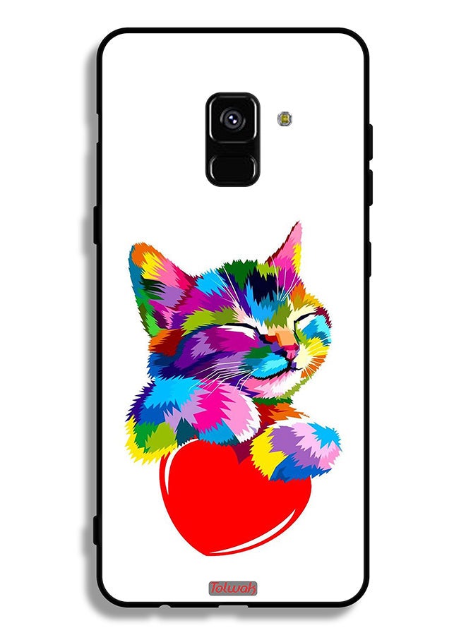 Tolwak Samsung Galaxy A8 Plus (2018) Protective Case Cover Colourful Kitten - Image 1