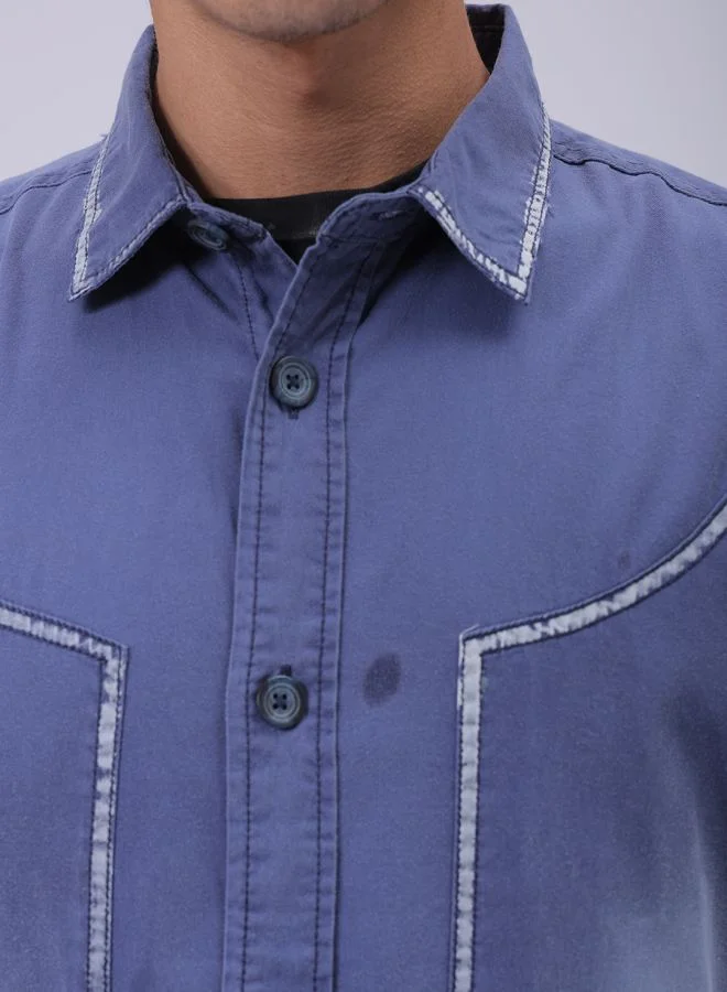 The Indian Garage Co Men Regular Fit Vintage Full Sleeves Cutaway Collar Street Wear Shirt
