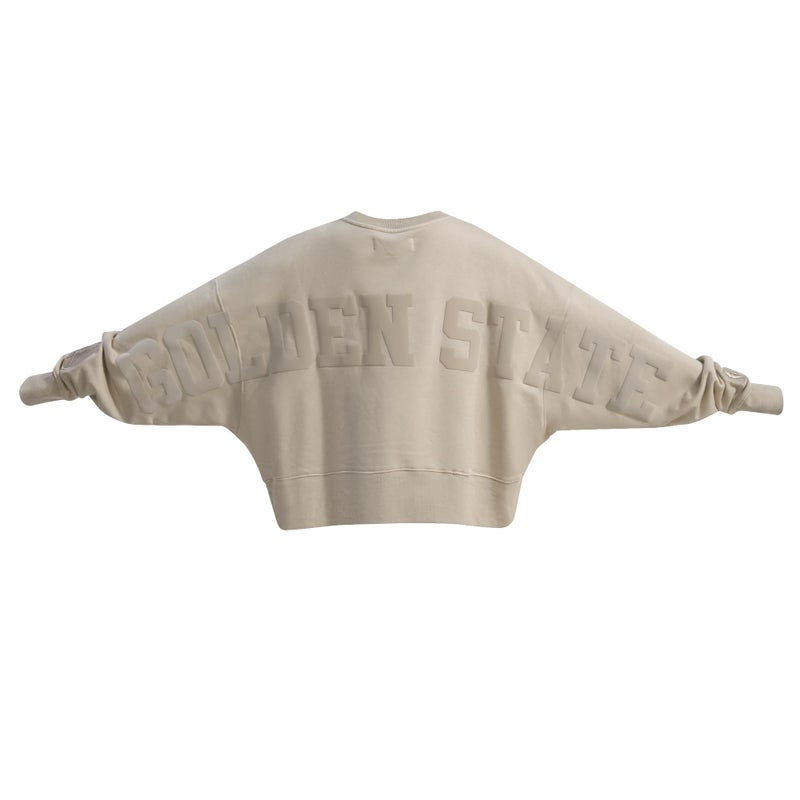 Pro Standard Womens NBA Golden State Warriors Wingspan Crewneck Sweatshirt Taupe M - Image 2