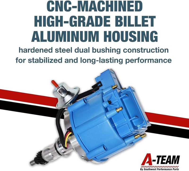 A-Team Performance HEI Inline 6 Distributor - Blue, 65K Spark & One-Wire Distributor - Billet Aluminum & Performance Ignition Coil - Electronic Ignition Compatible with Ford F100-F250, E100-E150 - Image 5