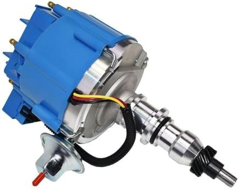 A-Team Performance HEI Inline 6 Distributor - Blue, 65K Spark & One-Wire Distributor - Billet Aluminum & Performance Ignition Coil - Electronic Ignition Compatible with Ford F100-F250, E100-E150 - Image 1