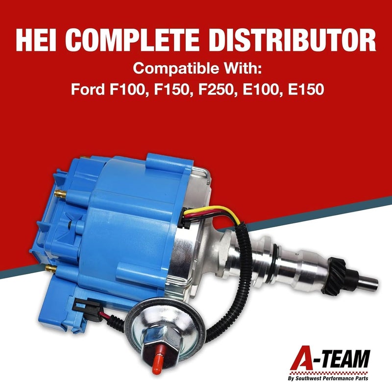 A-Team Performance HEI Inline 6 Distributor - Blue, 65K Spark & One-Wire Distributor - Billet Aluminum & Performance Ignition Coil - Electronic Ignition Compatible with Ford F100-F250, E100-E150 - Image 3
