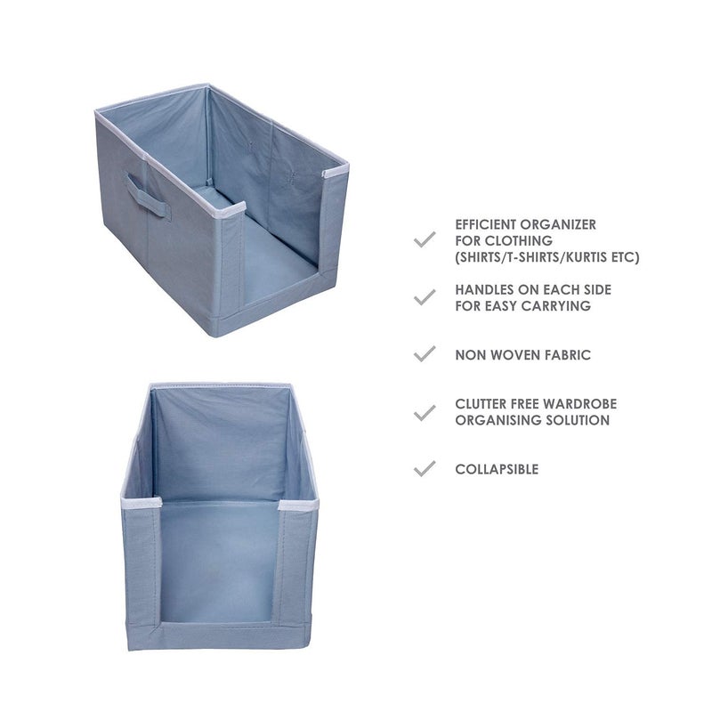 whitekrafts Non Woven Shirt StackerShirt Organizer Wardrobe Organizer pack of Grey Pack OF 6 - Image 2