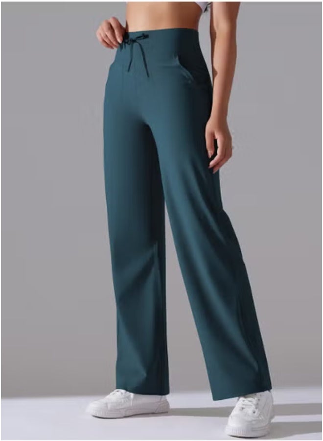 RedMapleTEK Nine Points Wide Leg High Waist Elastic Breathable Casual Pocket Jogging Pants for Running Fitness Yoga - Image 5