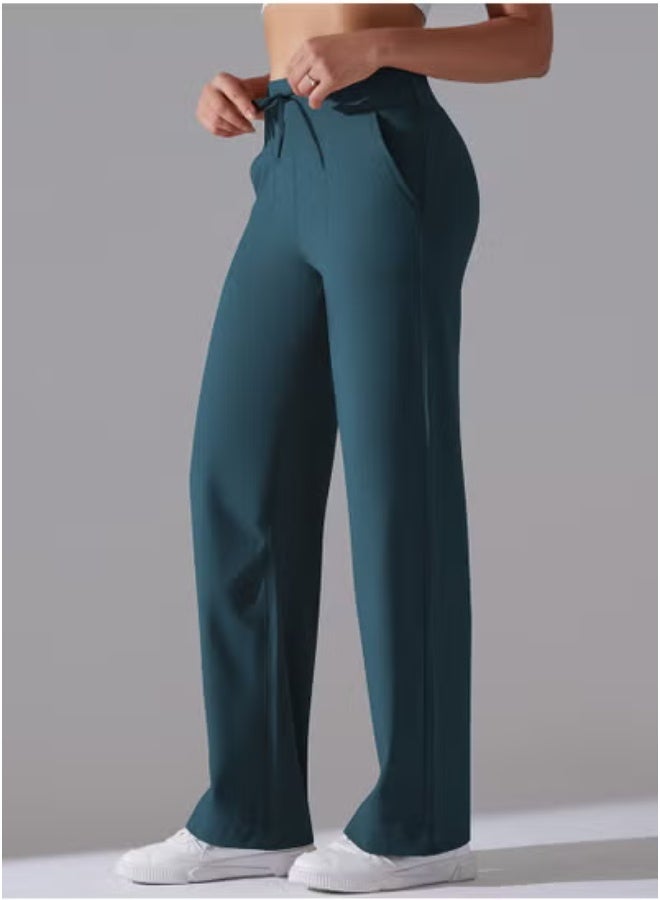 RedMapleTEK Nine Points Wide Leg High Waist Elastic Breathable Casual Pocket Jogging Pants for Running Fitness Yoga - Image 4
