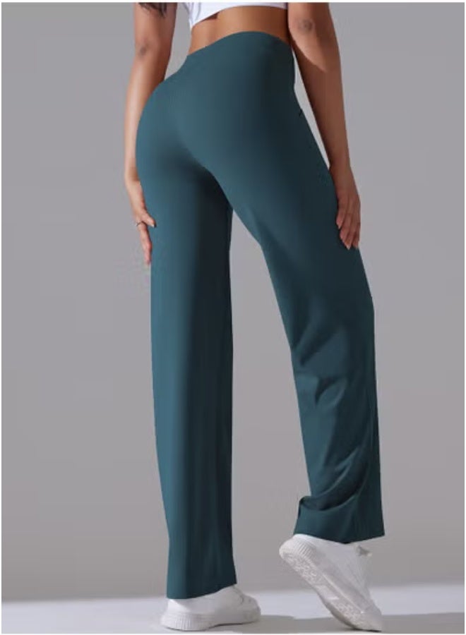 RedMapleTEK Nine Points Wide Leg High Waist Elastic Breathable Casual Pocket Jogging Pants for Running Fitness Yoga - Image 3