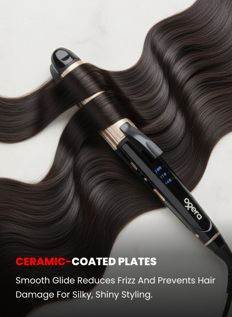 Ogera 3-in-1 Hair Straightener with Curler – Professional Styling Tool with 3 Temperature Levels, PTC Fast Heating, Ceramic-Coated Plates, Smooth & Shiny Results for All Hair Types – Model OG2300HST, Black & Rose Gold - Image 5