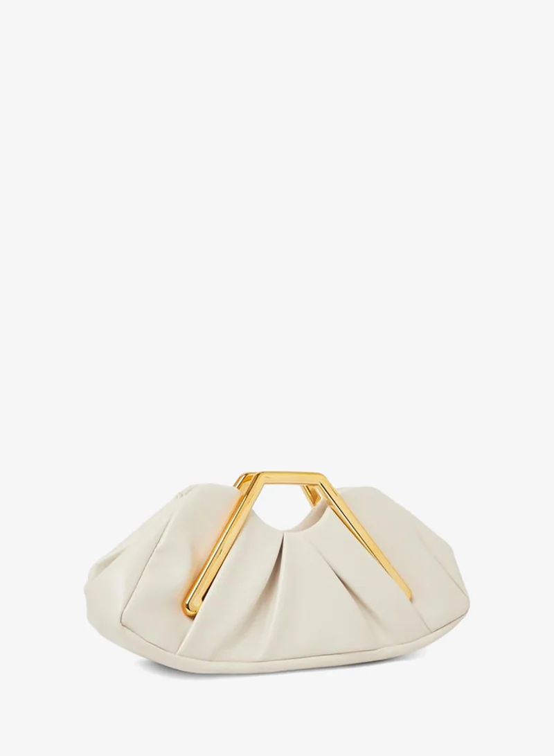 Styli Fold Pleated Clutch With Metal Handle