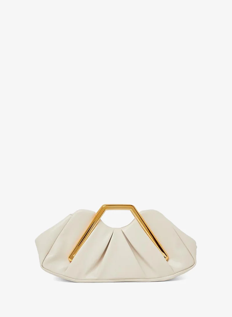 Styli Fold Pleated Clutch With Metal Handle