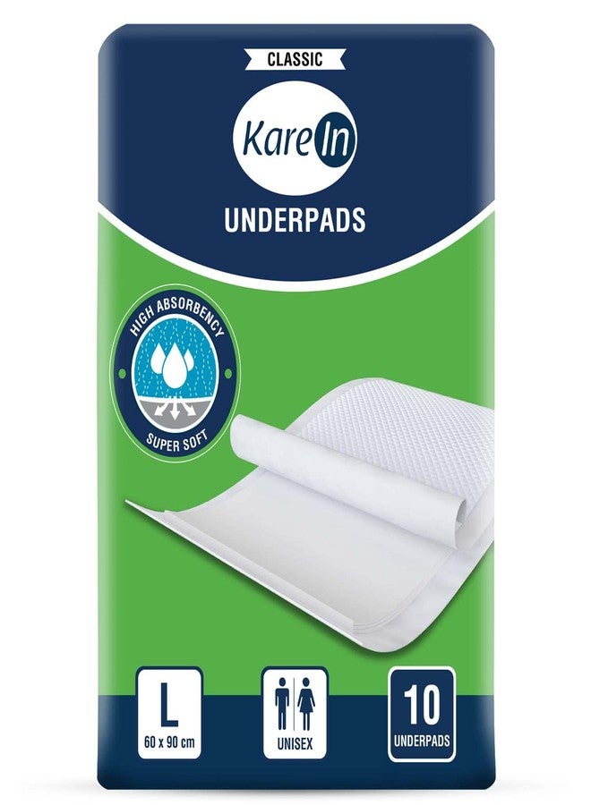 KareIn Classic Underpads, Large, 60 x 90 Cm, 10 Count, Superior Absorbency, Leak Proof, Pack of 1 - Image 1