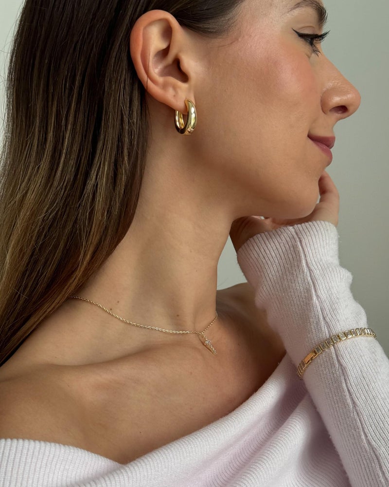PAVOI Rhodium Plated 925 Sterling Silver Post Small Chunky Hoops Earrings - Thick Lightweight Gold Hoop Earrings for Women - Image 5