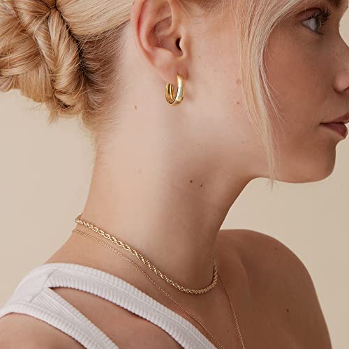 PAVOI Rhodium Plated 925 Sterling Silver Post Small Chunky Hoops Earrings - Thick Lightweight Gold Hoop Earrings for Women - Image 4