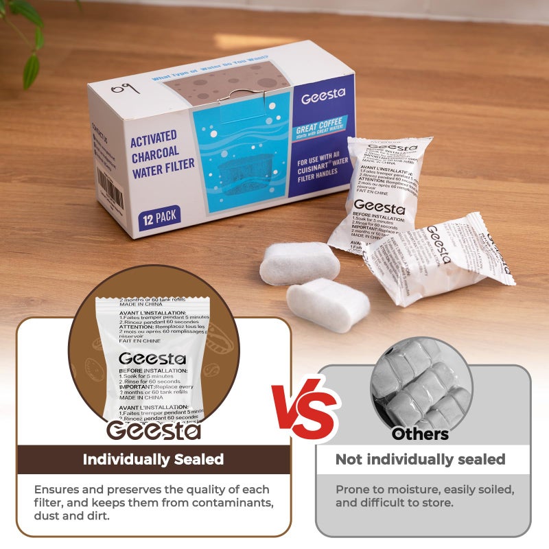 Geesta 12-Pack Replacement Charcoal Water Filters for Use with Cuisinart coffee machines - Image 5